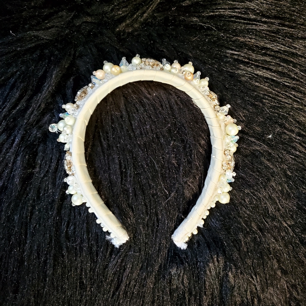 White bejeweled headband